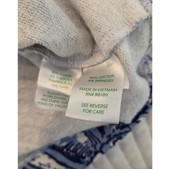 Lilly Pulitzer Blue White Shell Print Quarter Zip Long Sleeve Pullover Women's L - Picture 4 of 9